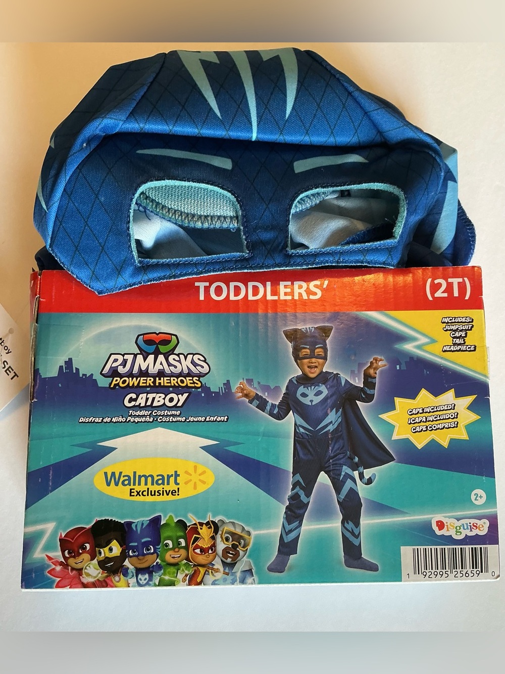 NWT PJ Masks CATBOY Halloween Costume with Cape Toddler Size 2T Disguise brand